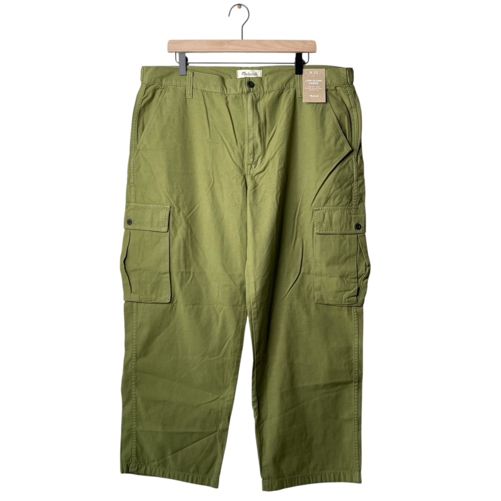 Madewell Garment-Dyed Low-Slung Straight Cargo Pants Classic Olive Green NWT - Picture 3 of 9